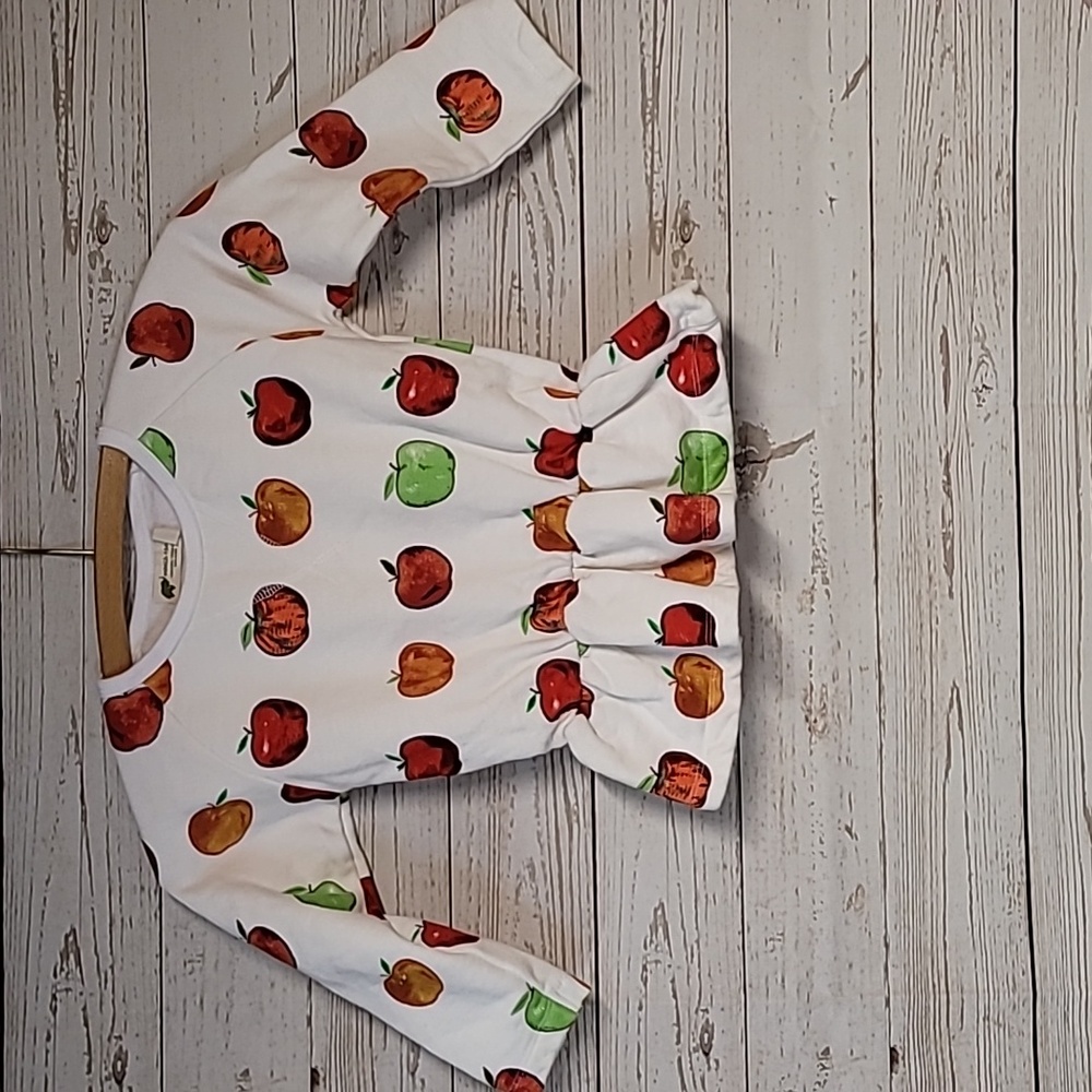 Monica + Andy Apple Sweater‎ size 6/7 girls long sleeves fruit organic cotton